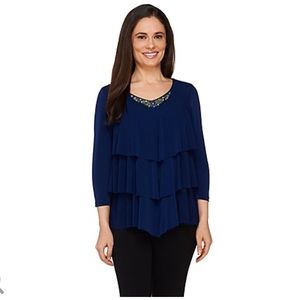 Artisan Liquid Knit Tiered Top w/ Embellishment